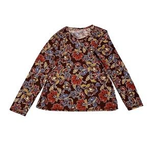GARNET Hill Womens Sun Shirt Size XL Rash Guard Long Sleeve Multicolor Print.